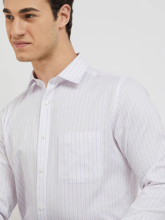 Raymond Men Purple Striped Slim Fit Cotton Formal Shirt - Image 6