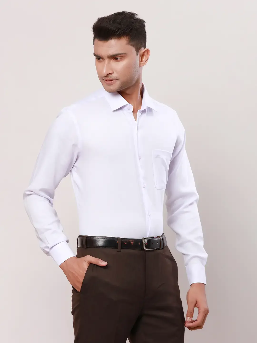 Raymond Men Violet Contemporary Fit Structured Cotton Formal Shirt - Image 2