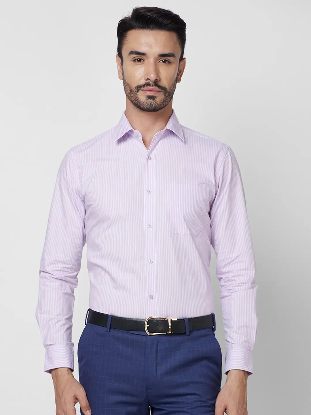 Raymond Men Violet Structure Regular Fit Cotton Shirt