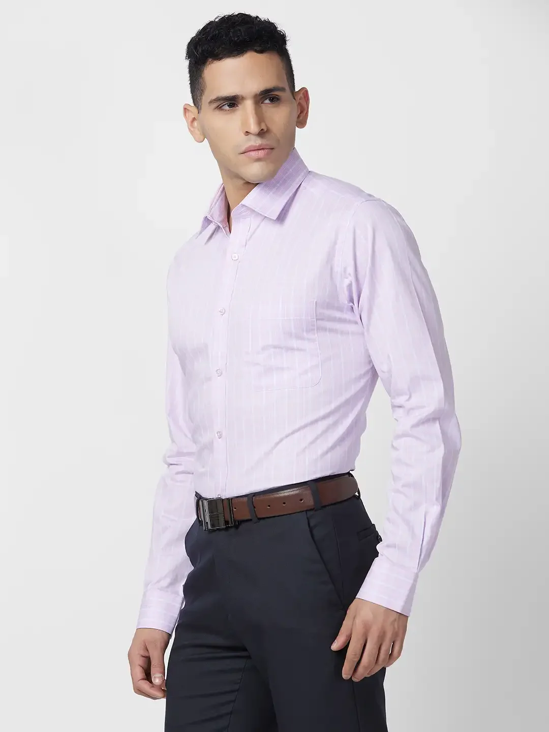 Raymond Men Purple Structured Slim Fit Cotton Formal Shirt - Image 3