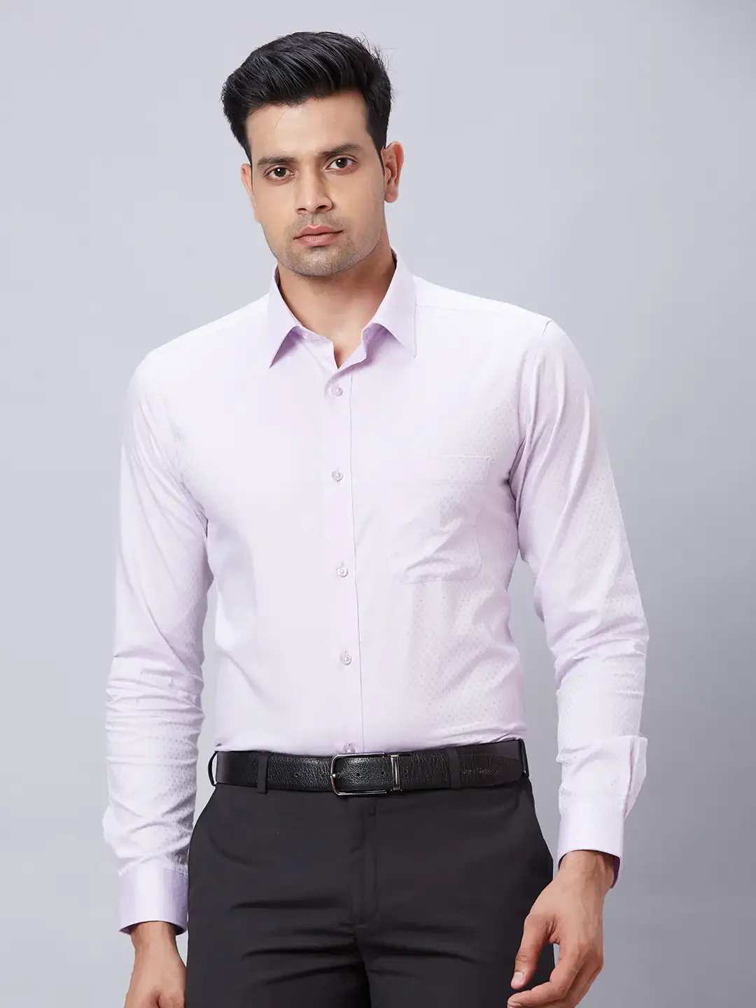 Raymond Men Purple Structured Slim Fit Cotton Formal Shirt
