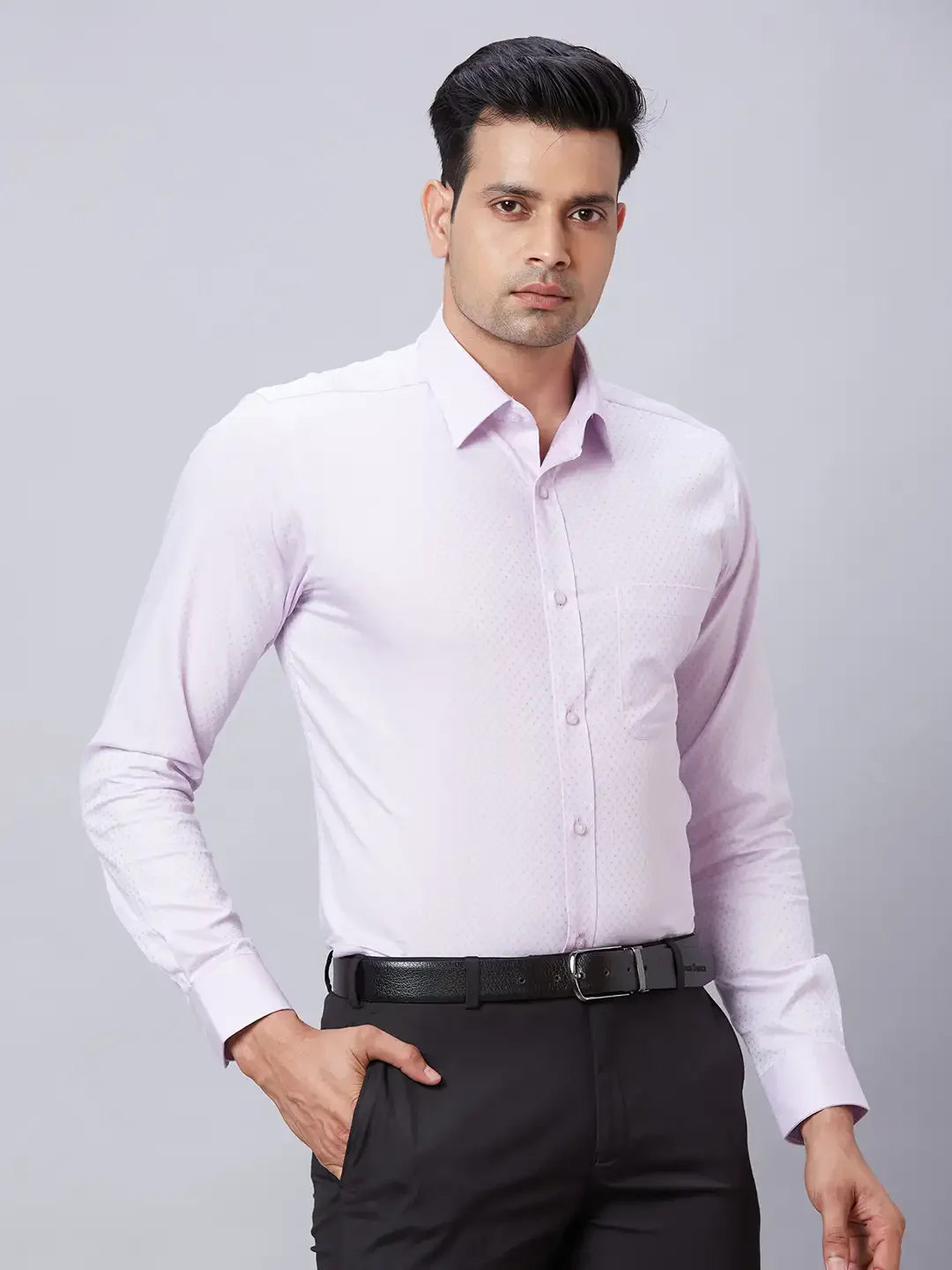 Raymond Men Purple Structured Slim Fit Cotton Formal Shirt - Image 2