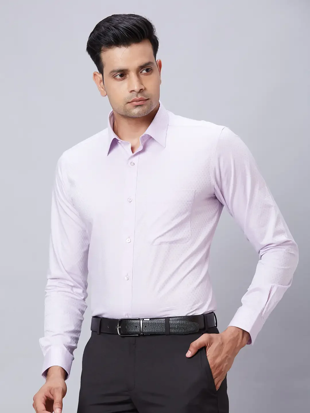 Raymond Men Purple Structured Slim Fit Cotton Formal Shirt - Image 3