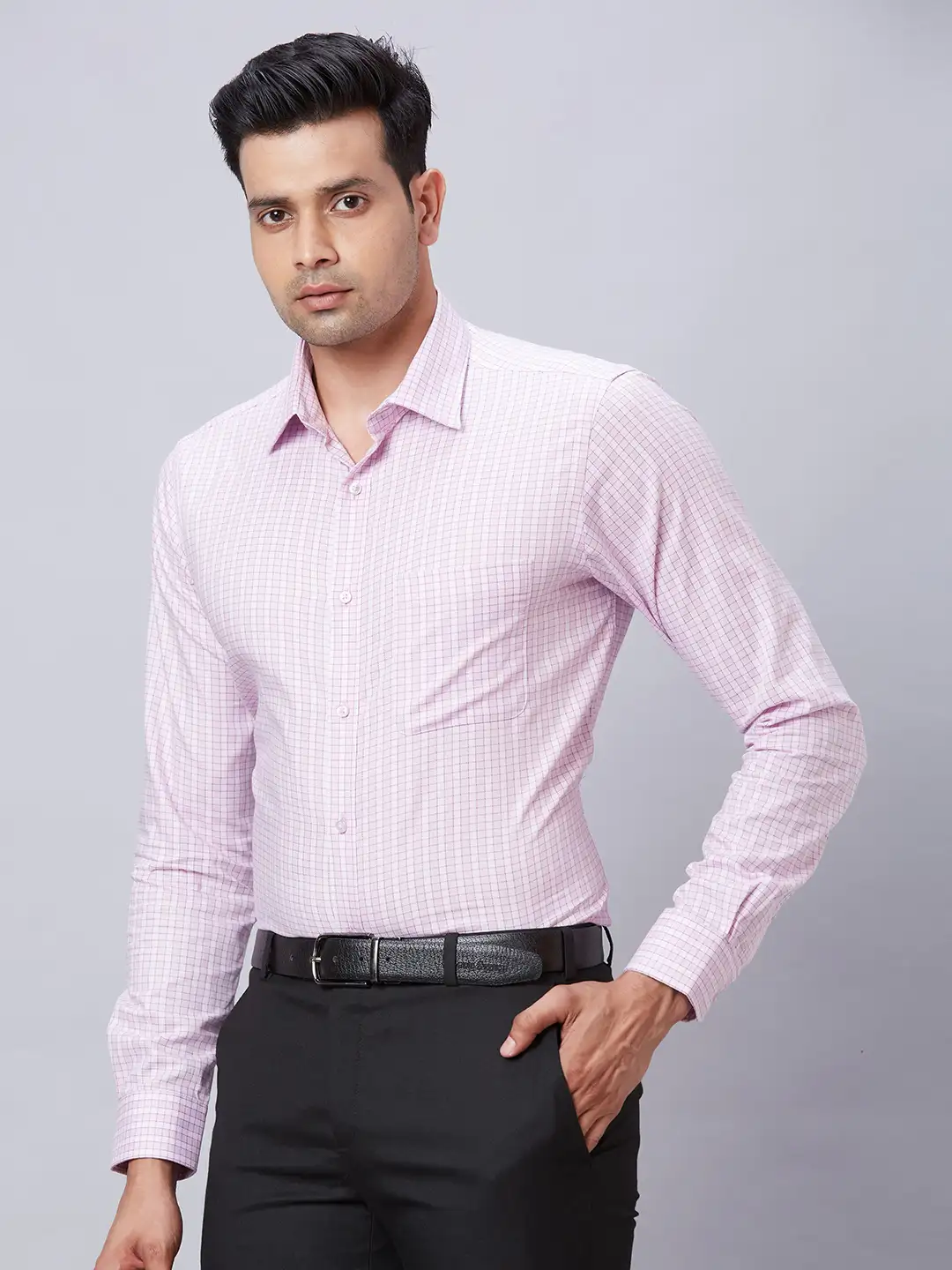 Raymond Men Purple Structured Slim Fit Cotton Formal Shirt - Image 3