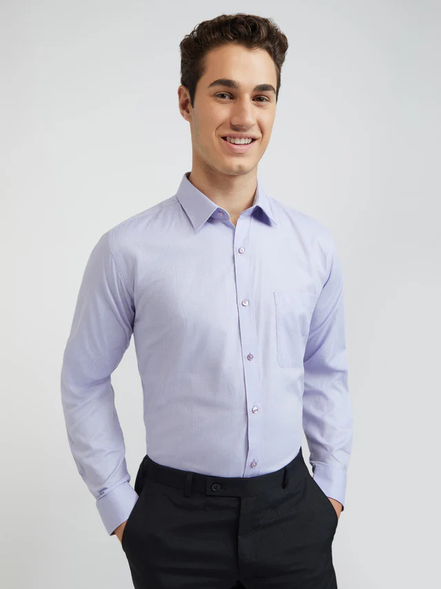 Raymond Men Purple Structured Slim Fit Cotton Formal Shirt