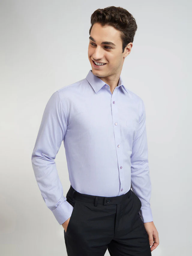 Raymond Men Purple Structured Slim Fit Cotton Formal Shirt - Image 2