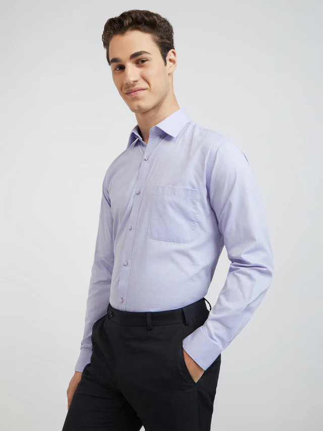 Raymond Men Purple Structured Slim Fit Cotton Formal Shirt - Image 3
