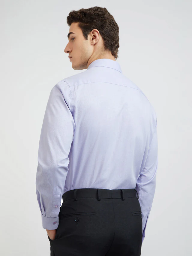 Raymond Men Purple Structured Slim Fit Cotton Formal Shirt - Image 4