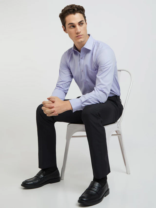 Raymond Men Purple Structured Slim Fit Cotton Formal Shirt - Image 5