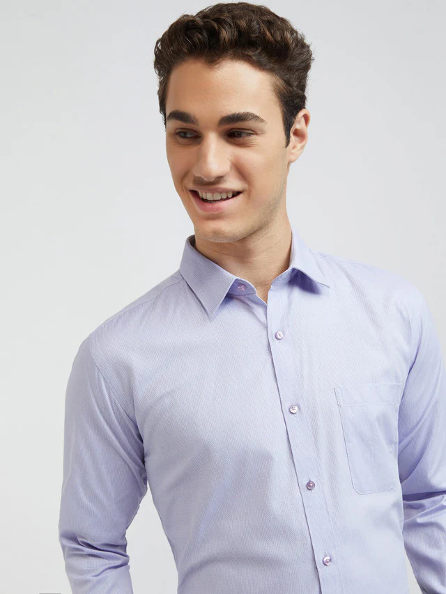 Raymond Men Purple Structured Slim Fit Cotton Formal Shirt - Image 6