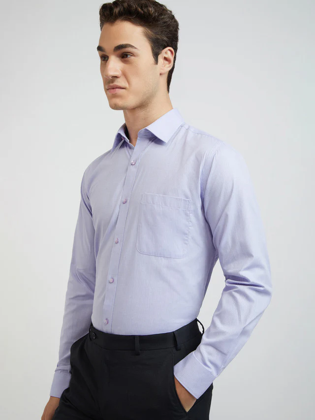 Raymond Men Purple Structured Slim Fit Cotton Formal Shirt - Image 7