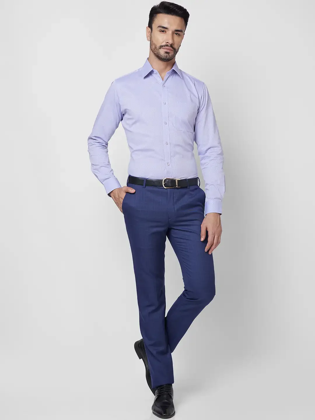 Raymond Men Violet Structure Slim Fit Cotton Shirt - Image 6