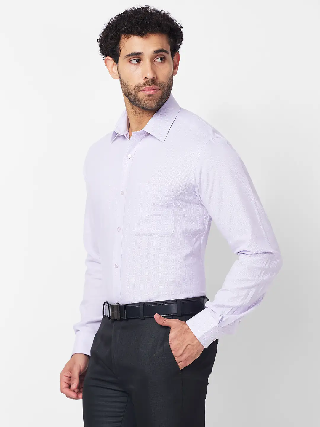 Raymond Men Purple Structured Slim Fit Cotton Formal Shirt - Image 3