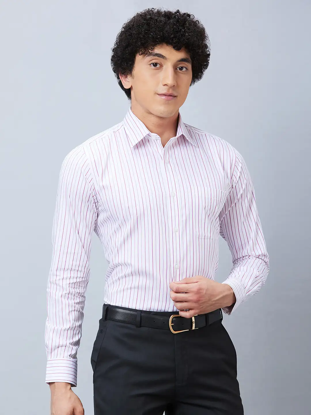 Raymond Men Violet Structure Slim Fit Cotton Shirts - Image 2