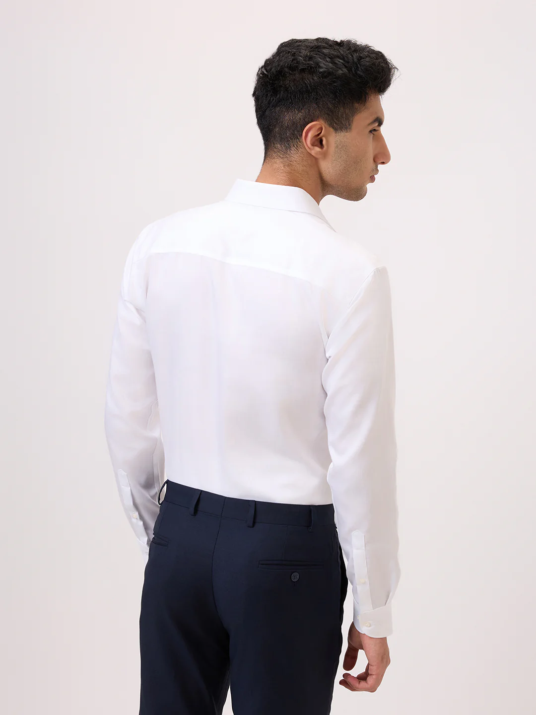 Raymond Men White Chambray Contemporary Fit Cotton Formal Shirt - Image 5