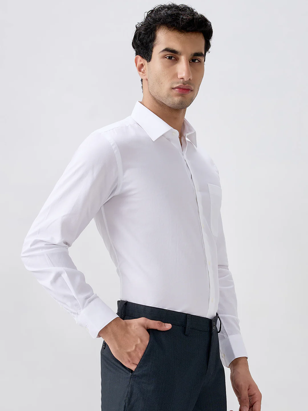 Raymond Men White Checks Regular Fit Cotton Formal Shirt - Image 2