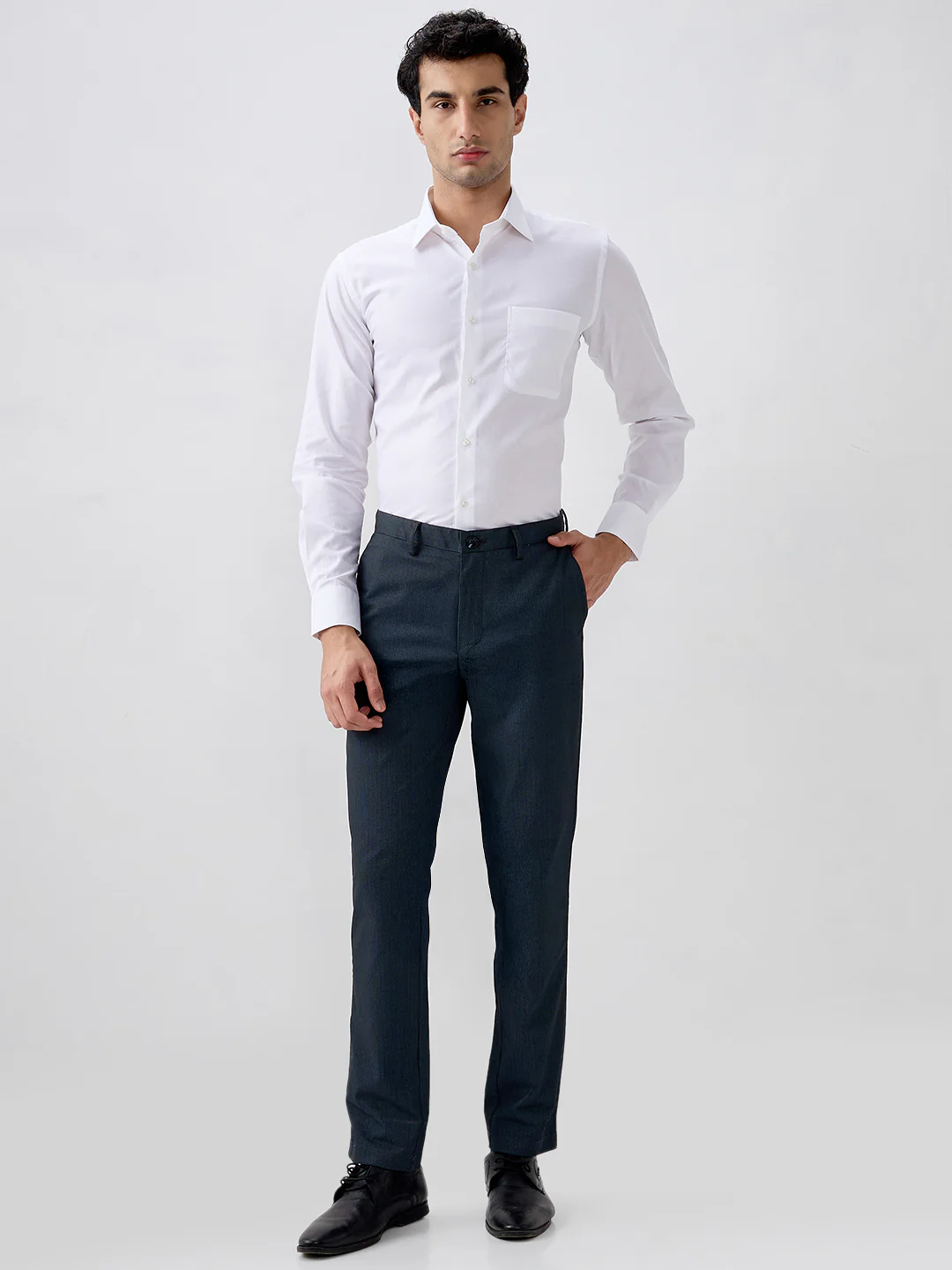 Raymond Men White Checks Regular Fit Cotton Formal Shirt - Image 5