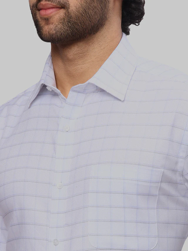 Raymond Men White Checks Slim Fit Cotton Formal Shirt - Image 6
