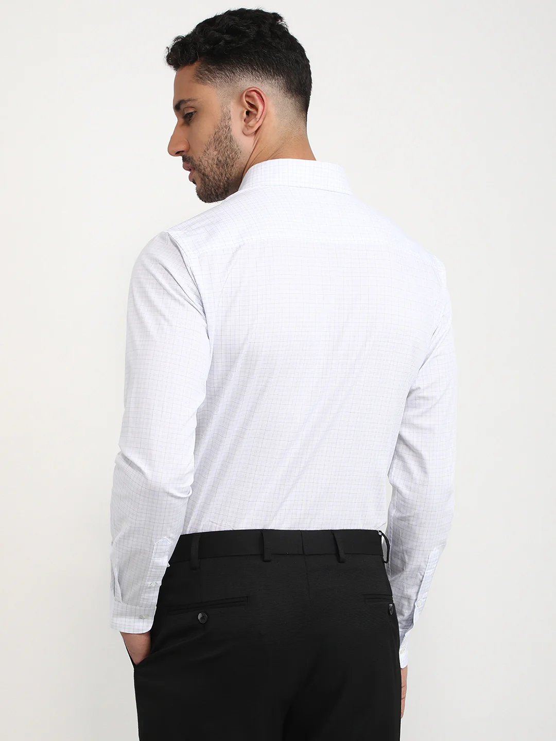 Raymond Men White Checks Slim Fit Cotton Formal Shirt - Image 4