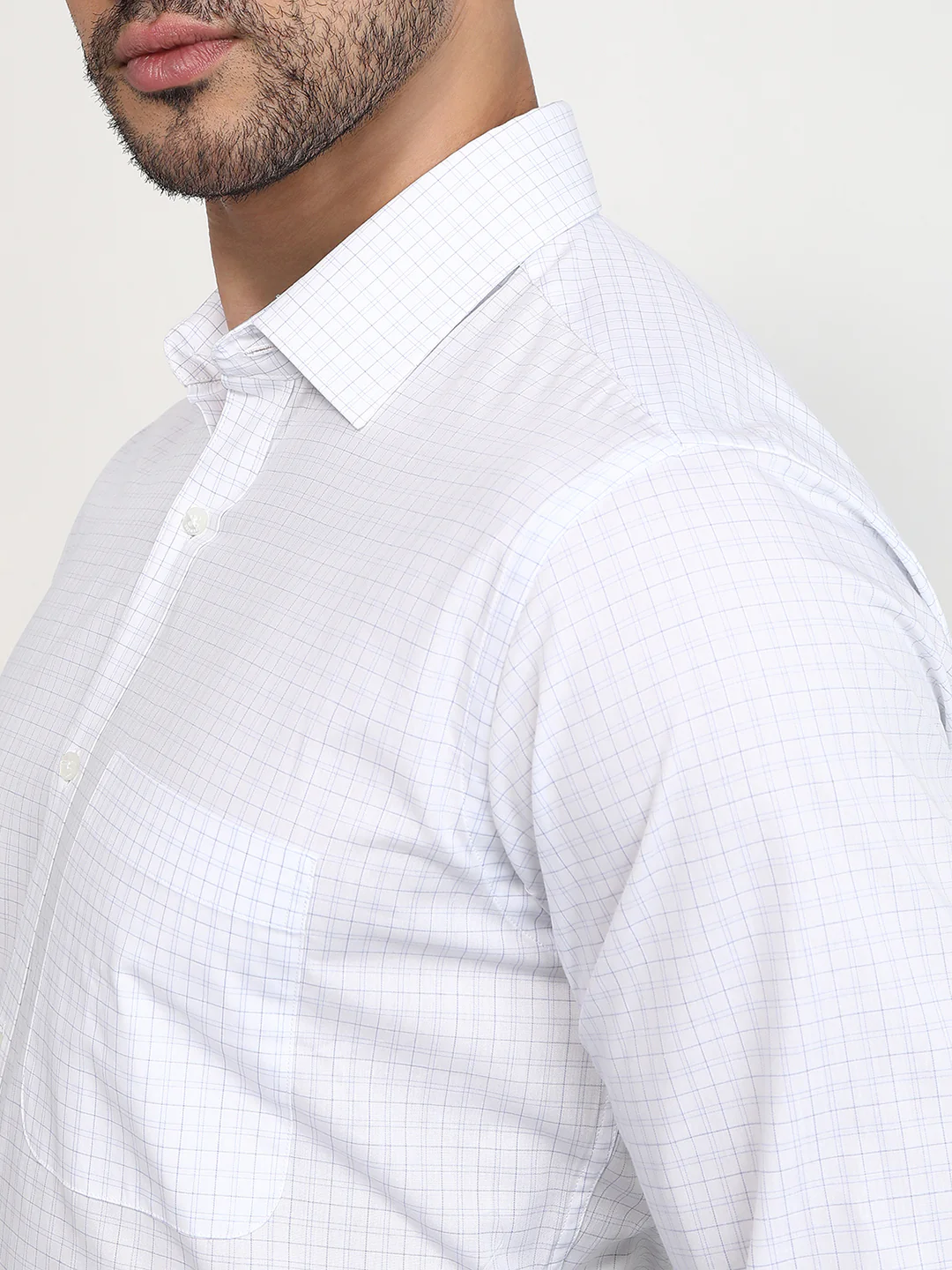 Raymond Men White Checks Slim Fit Cotton Formal Shirt - Image 6