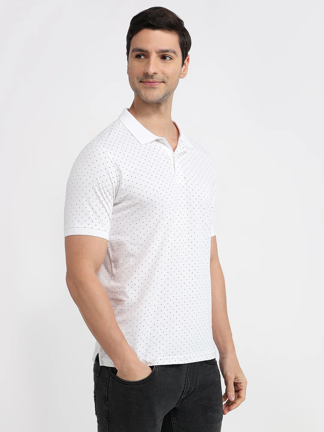 Raymond Men White Print Modern Fit Cotton T-shirt - Image 3
