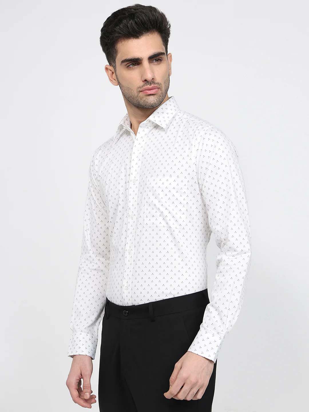 Raymond Men White Print Slim Fit Cotton Shirt - Image 2