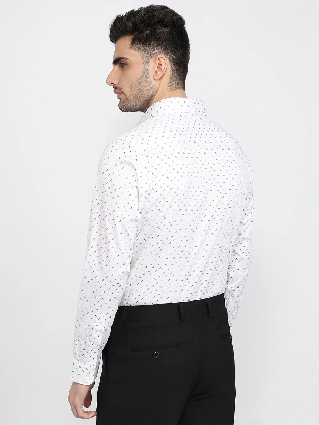 Raymond Men White Print Slim Fit Cotton Shirt - Image 4