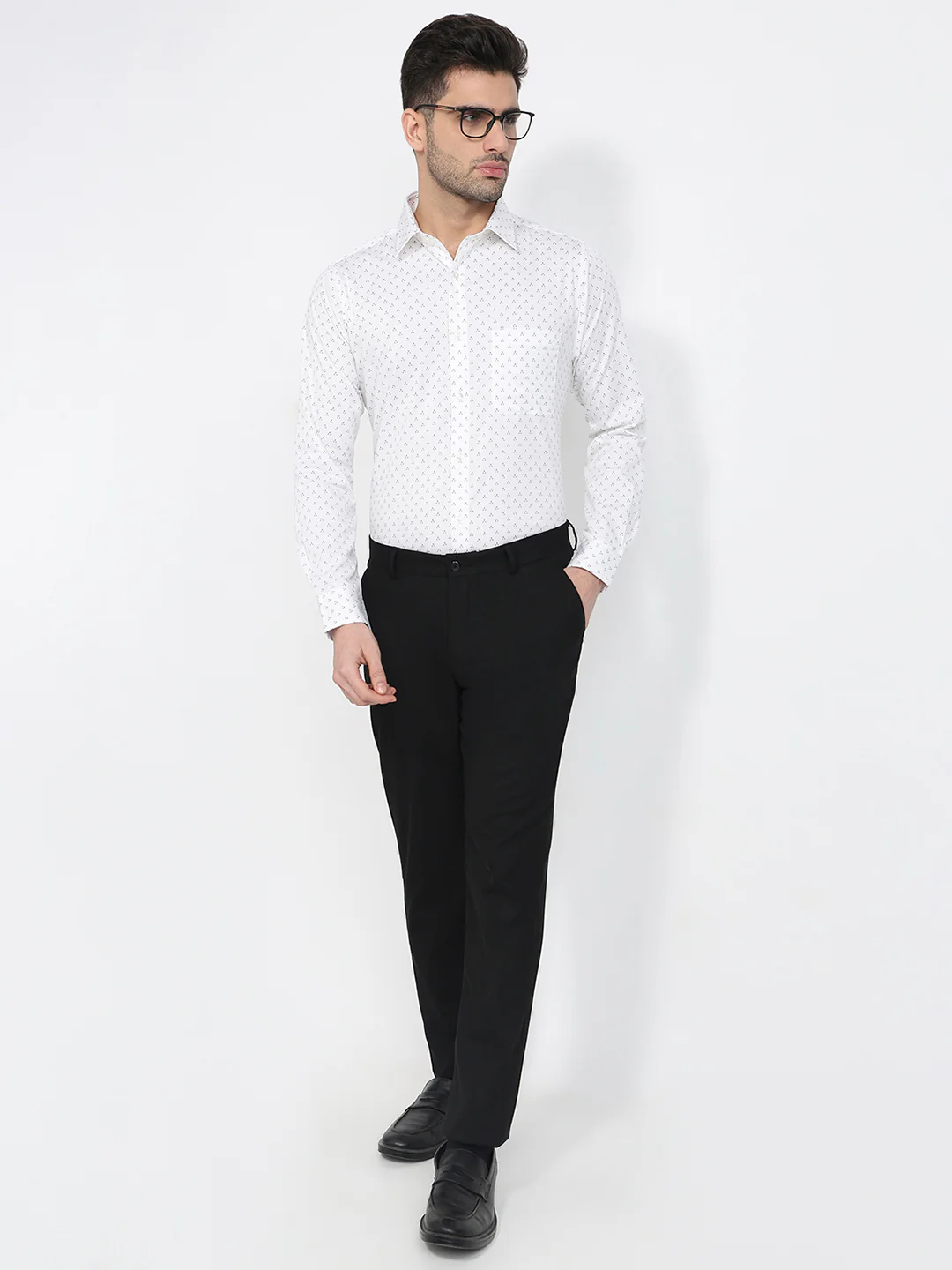 Raymond Men White Print Slim Fit Cotton Shirt - Image 5