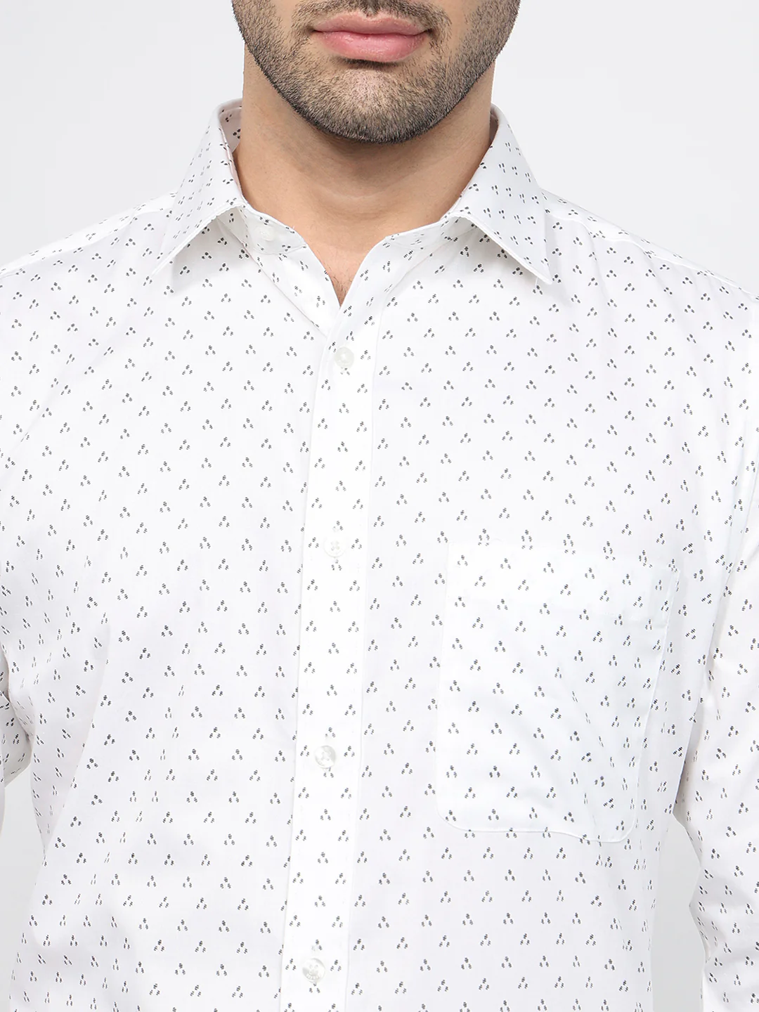 Raymond Men White Print Slim Fit Cotton Shirt - Image 6