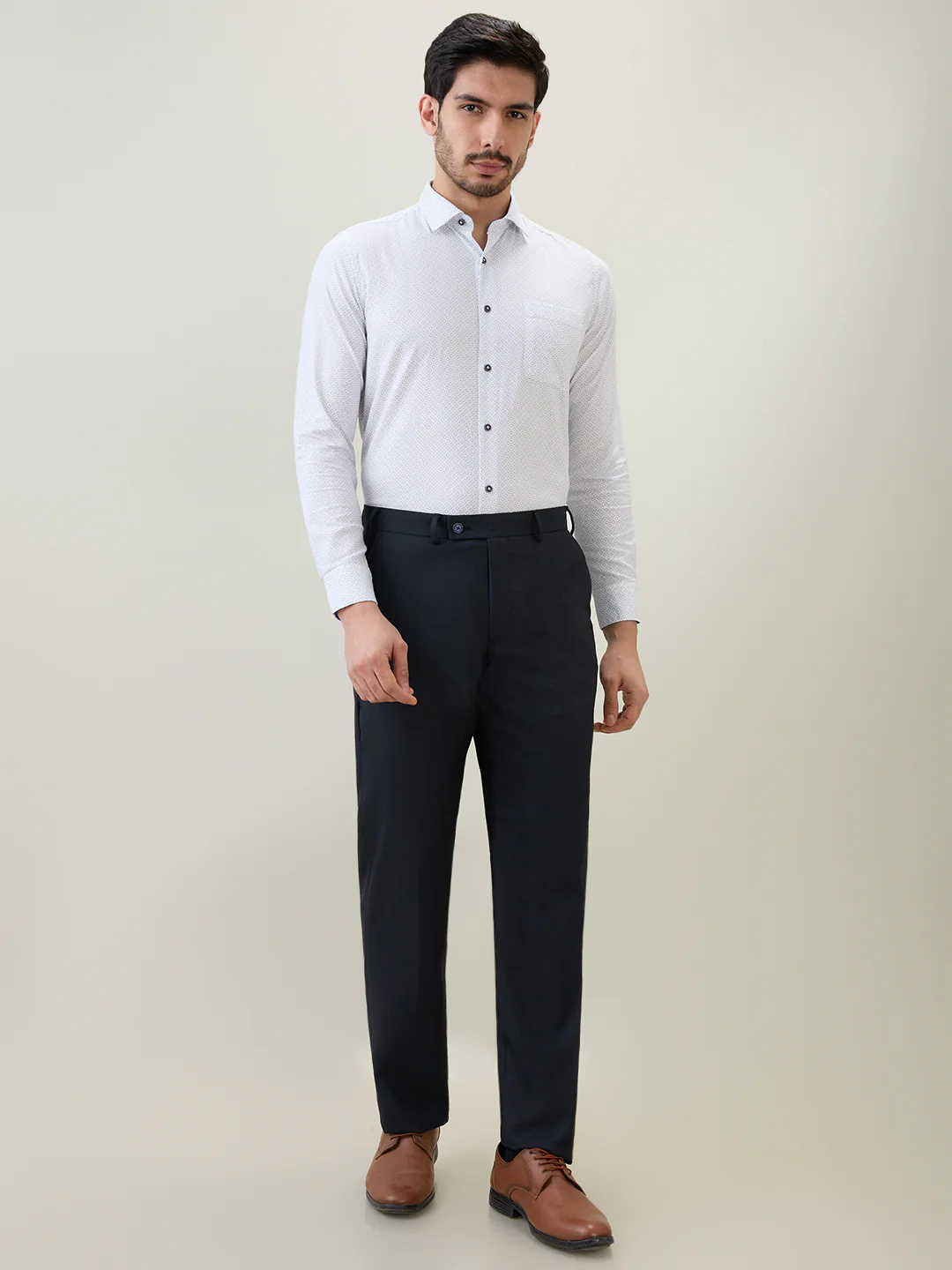 Raymond Men White Printed Regular Fit Cotton Casual Shirt - Image 5
