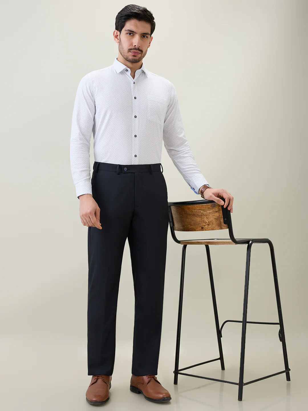 Raymond Men White Printed Regular Fit Cotton Casual Shirt - Image 6