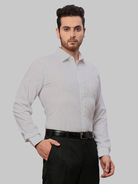 Raymond Men White Printed Slim Fit Cotton Shirt - Image 2