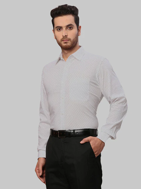Raymond Men White Printed Slim Fit Cotton Shirt - Image 3