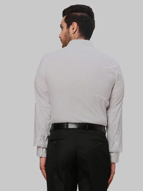 Raymond Men White Printed Slim Fit Cotton Shirt - Image 5