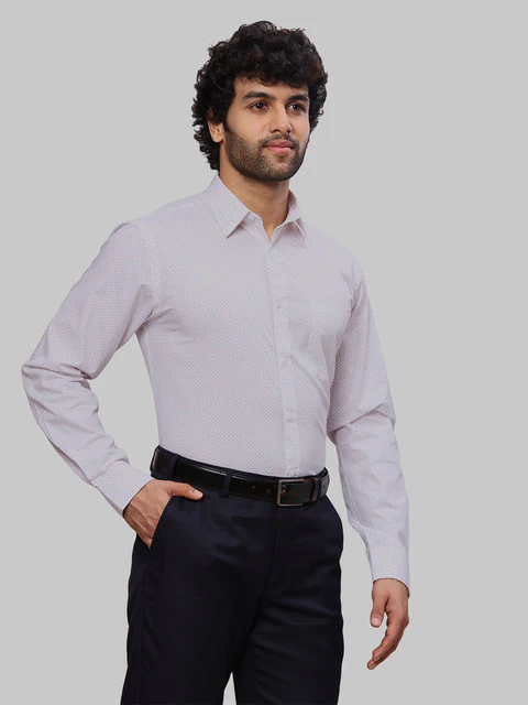 Raymond Men White Printed Slim Fit Cotton Shirt - Image 2