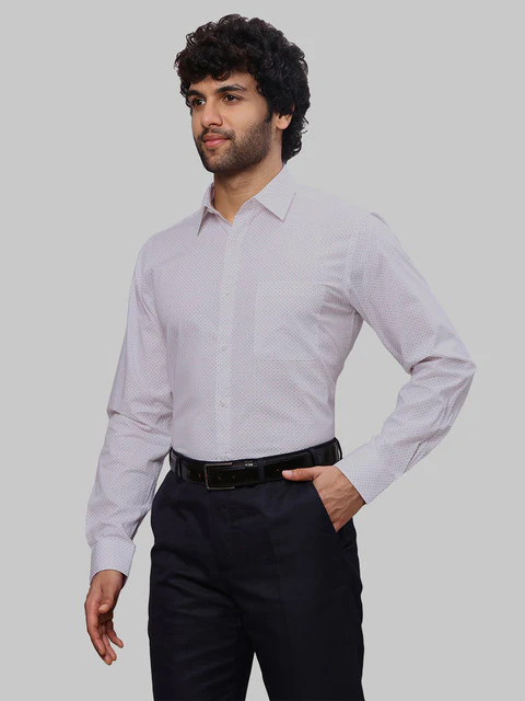 Raymond Men White Printed Slim Fit Cotton Shirt - Image 3