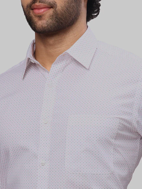 Raymond Men White Printed Slim Fit Cotton Shirt - Image 6