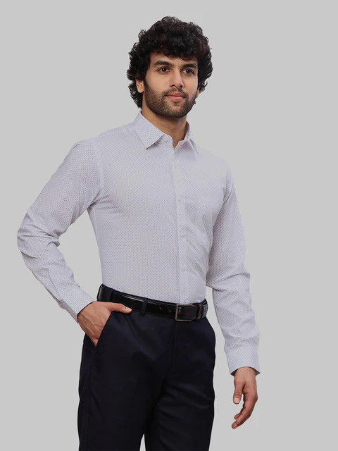 Raymond Men White Printed Slim Fit Cotton Shirt - Image 2