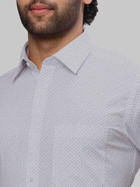 Raymond Men White Printed Slim Fit Cotton Shirt - Image 6