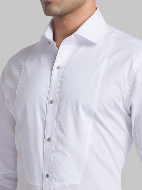 Raymond Men White Slim Fit Solid Cutaway Collar Shirt - Image 6