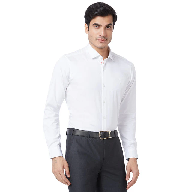 Raymond Men White Solid Contemporary Fit Cotton Casual Shirt - Image 2