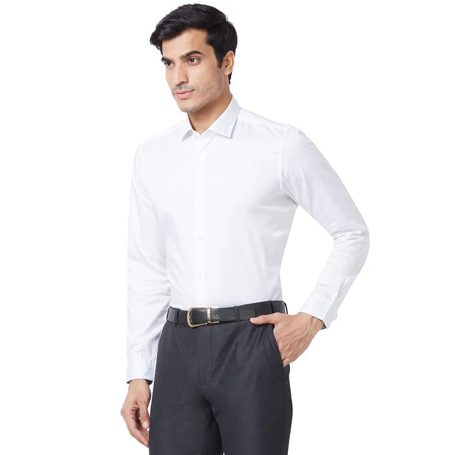 Raymond Men White Solid Contemporary Fit Cotton Casual Shirt - Image 3
