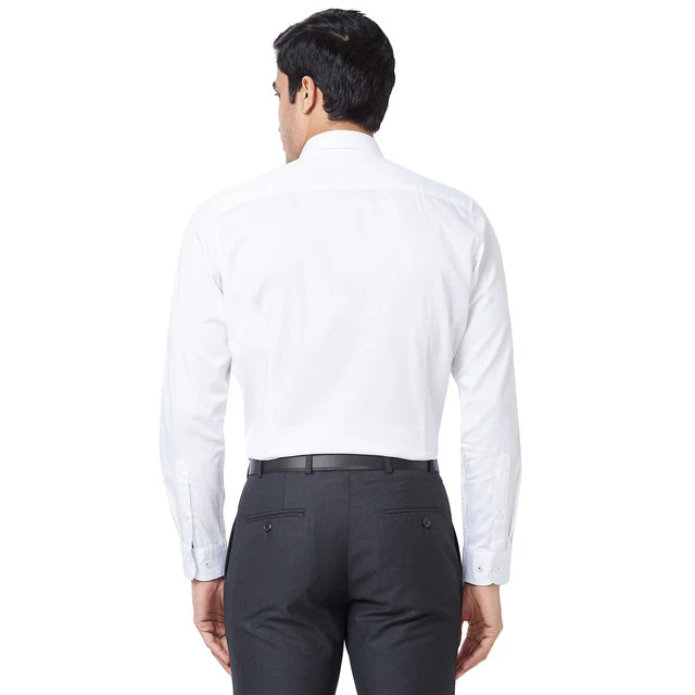 Raymond Men White Solid Contemporary Fit Cotton Casual Shirt - Image 4