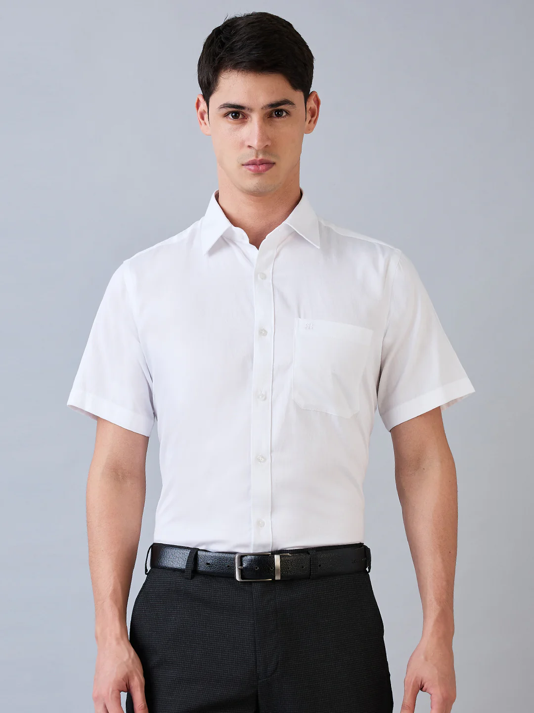 Raymond Men White Solid Contemporary Fit Cotton Shirt
