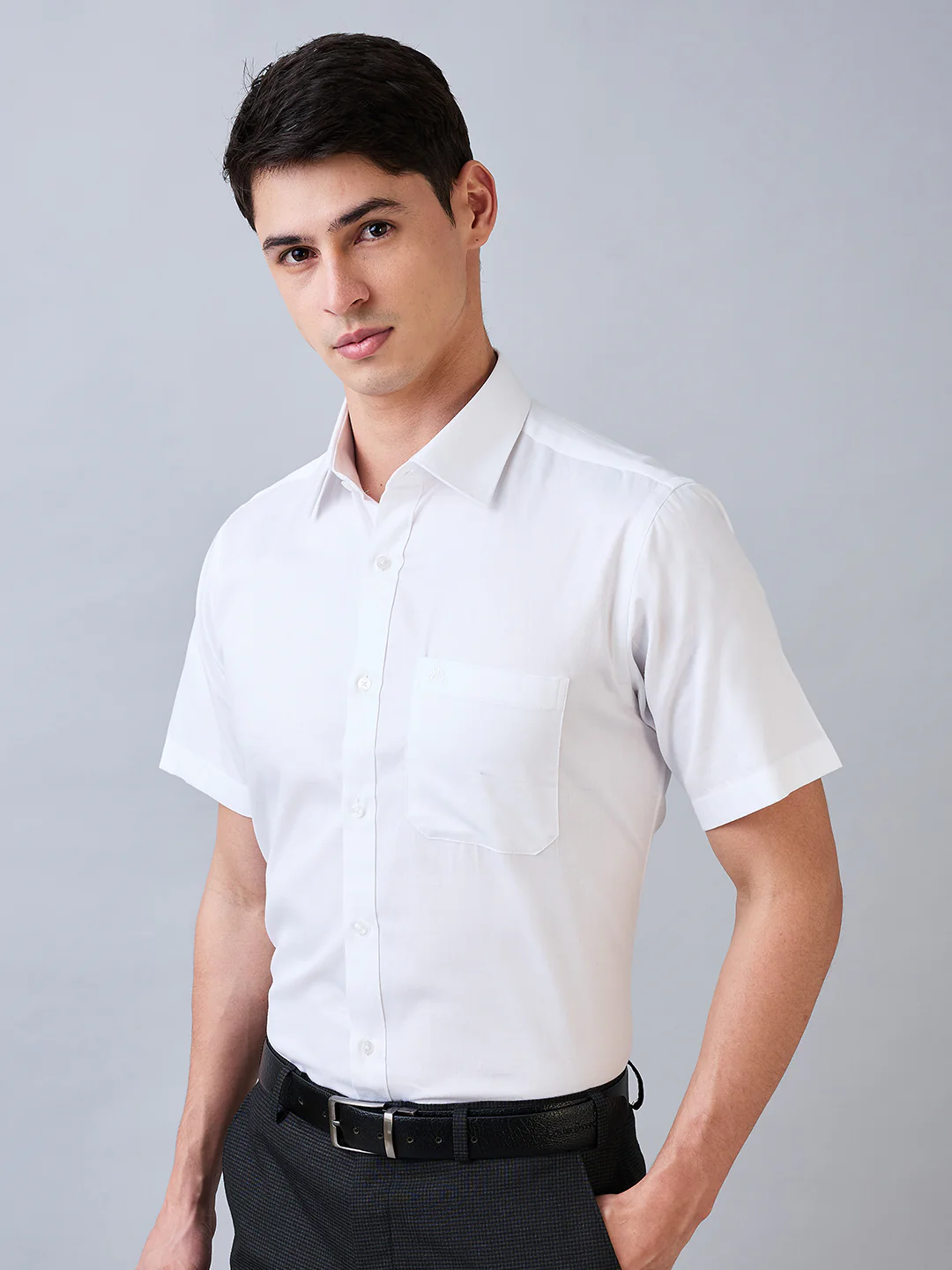 Raymond Men White Solid Contemporary Fit Cotton Shirt - Image 6