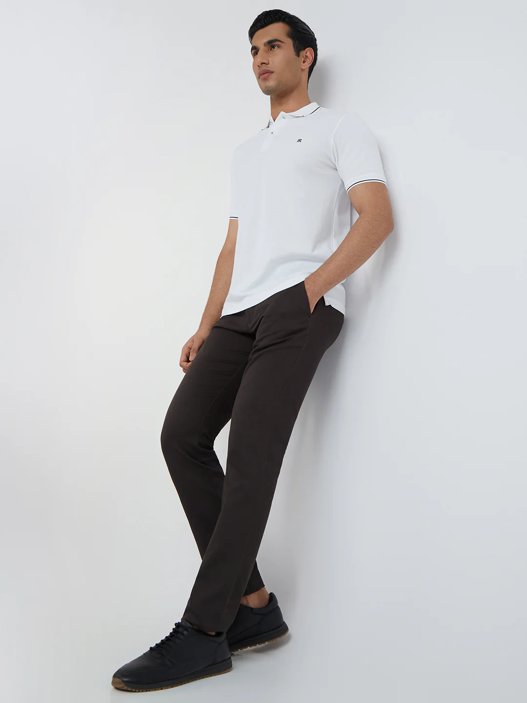 Raymond Men White Solid Contemporary Fit Cotton T-Shirt - Image 6