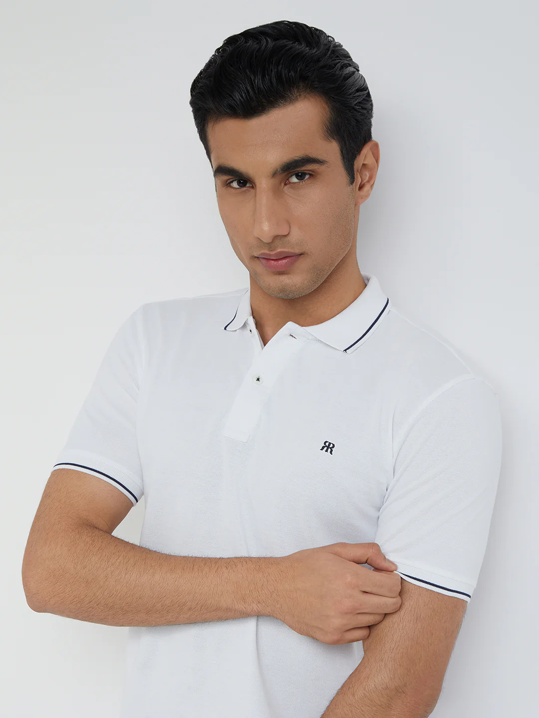 Raymond Men White Solid Contemporary Fit Cotton T-Shirt - Image 7