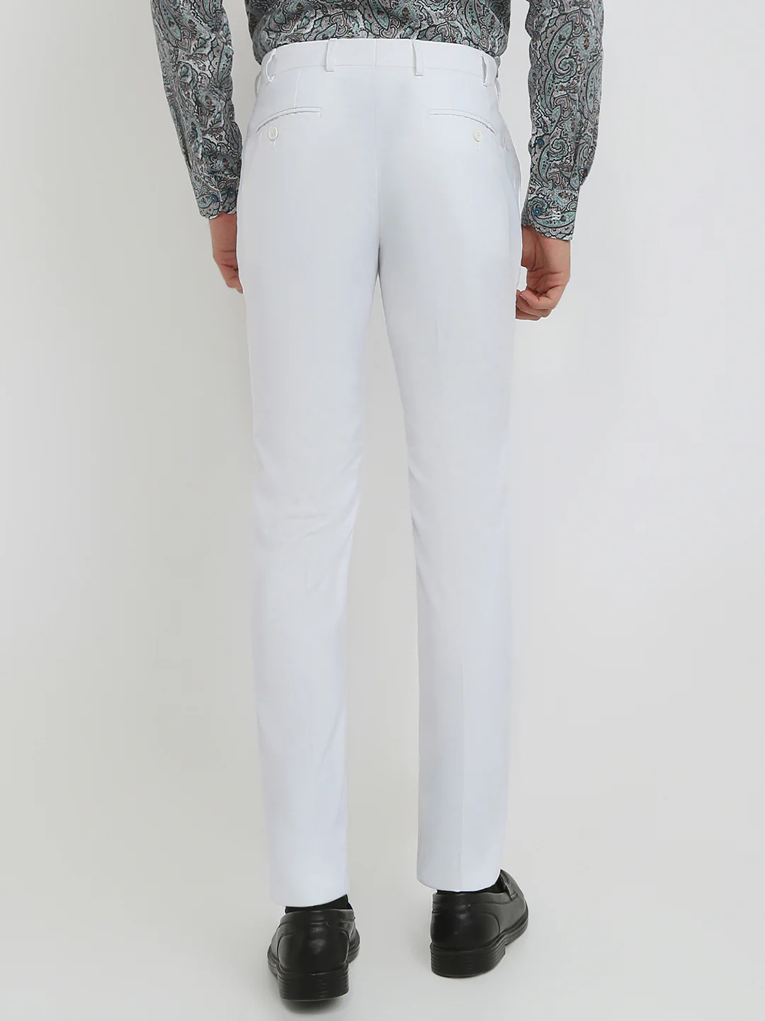 Raymond Men White Solid Contemporary Fit Polyester Blend Trouser - Image 4