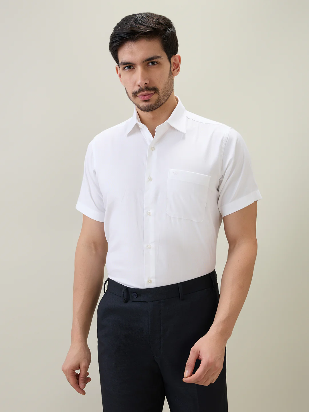 Raymond Men White Solid Piece Dyed Regular Fit Cotton Shirt