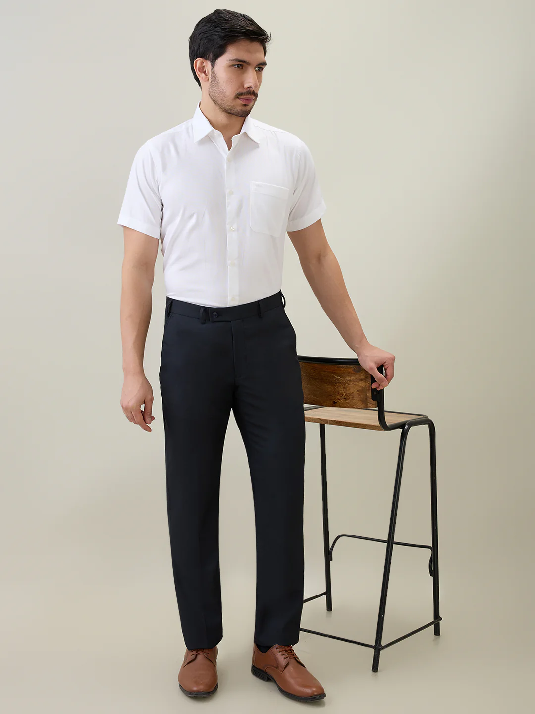 Raymond Men White Solid Piece Dyed Regular Fit Cotton Shirt - Image 6
